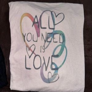 All You Need Is Love- Cream colored/tan Jerzee Dri Power T-Shirt- Unisex Size XL